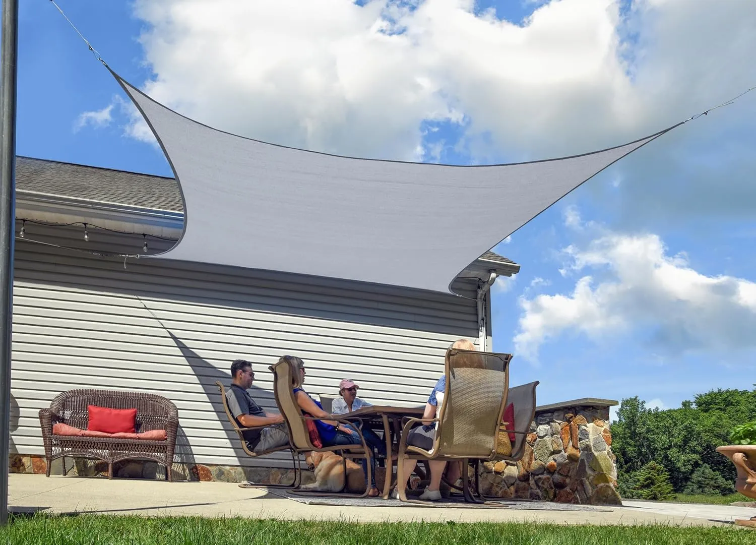 ShelterLogic 12' x 12' Outdoor Heavyweight Square Sun Shade Sail, Gray