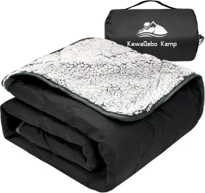 Sherpa Warm Outdoor Camping Blanket - Waterproof Stadium Blanket for Cold Weather, Camp, Sports Mom and Concert - Camping Quilt
