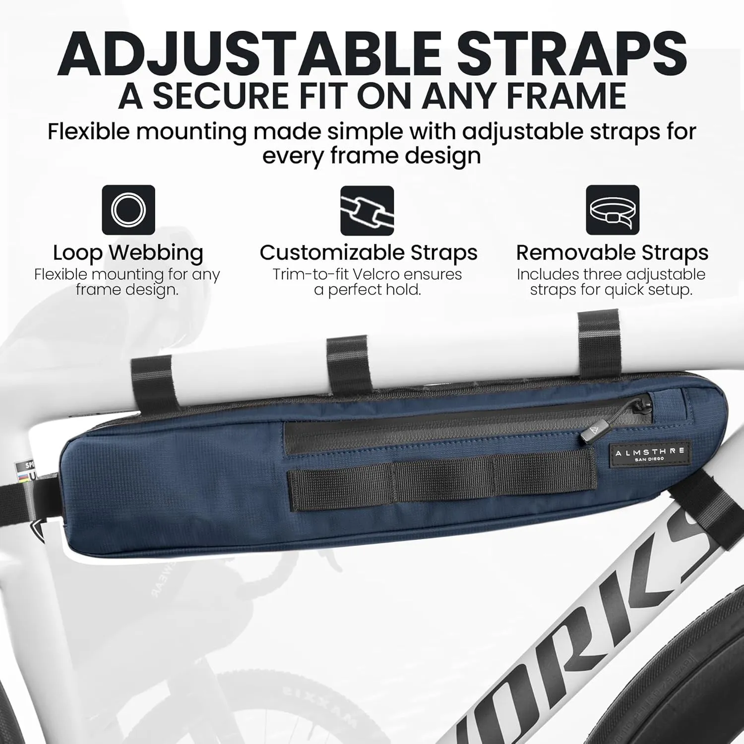 Signature Bike Frame Bag, Large/XL Sizing | Durable Recycled Ripstop Material, Waterproof Zippers & Customizable Design for Essentials