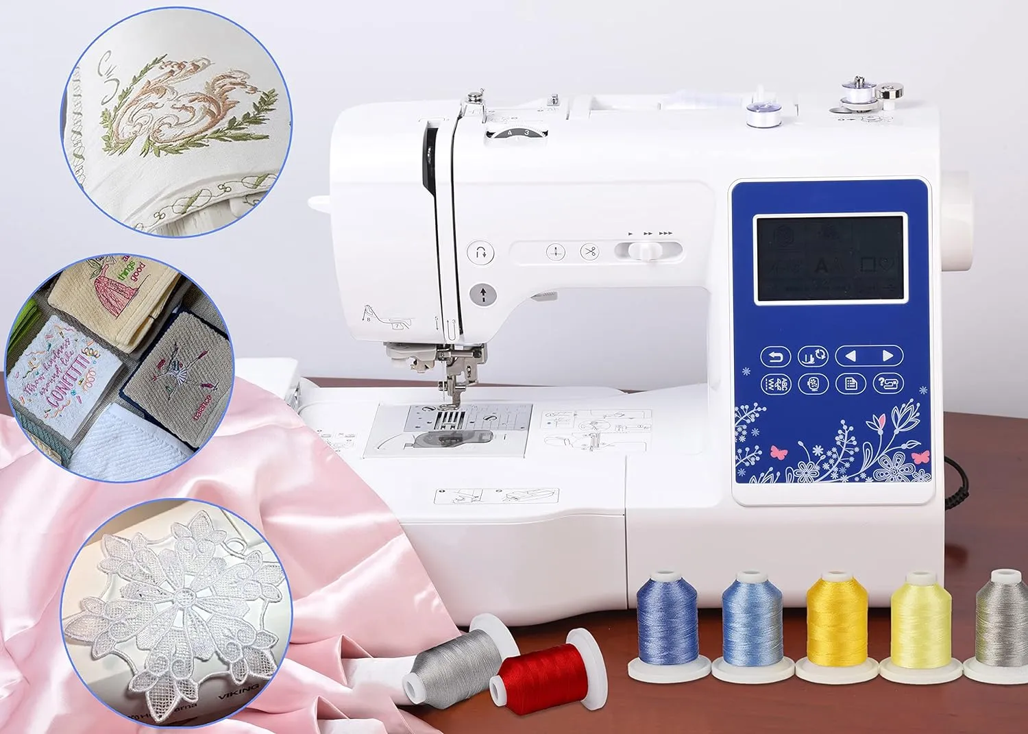 Simthread Metallic Embroidery Thread with Storage Box, 700M Snap Spools 9 Colors for Embroidery and Sewing Machine