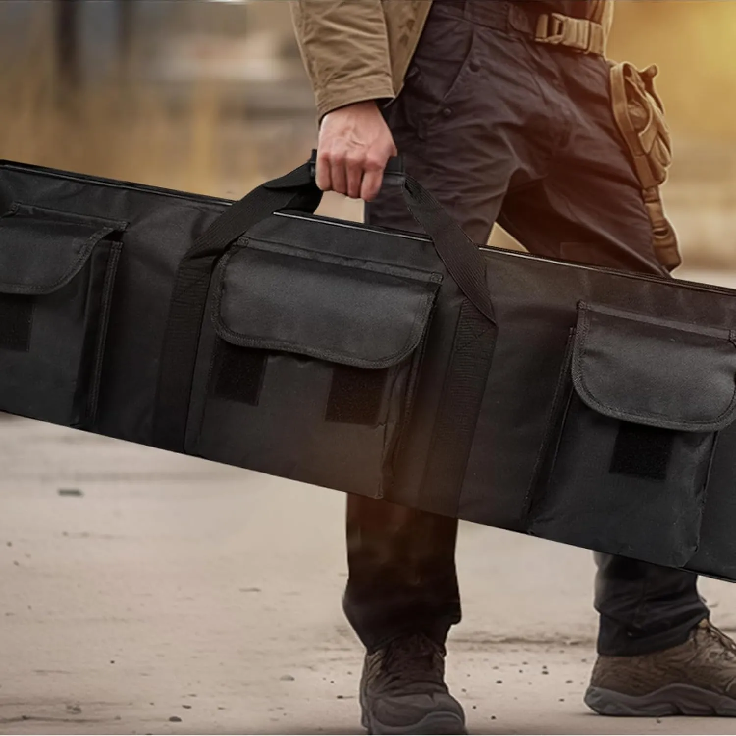 Single Rifle Bag for store and transport rifles, shotguns, and airsoft guns well padding rifle packbag with 3 side pockets to fit all the essential