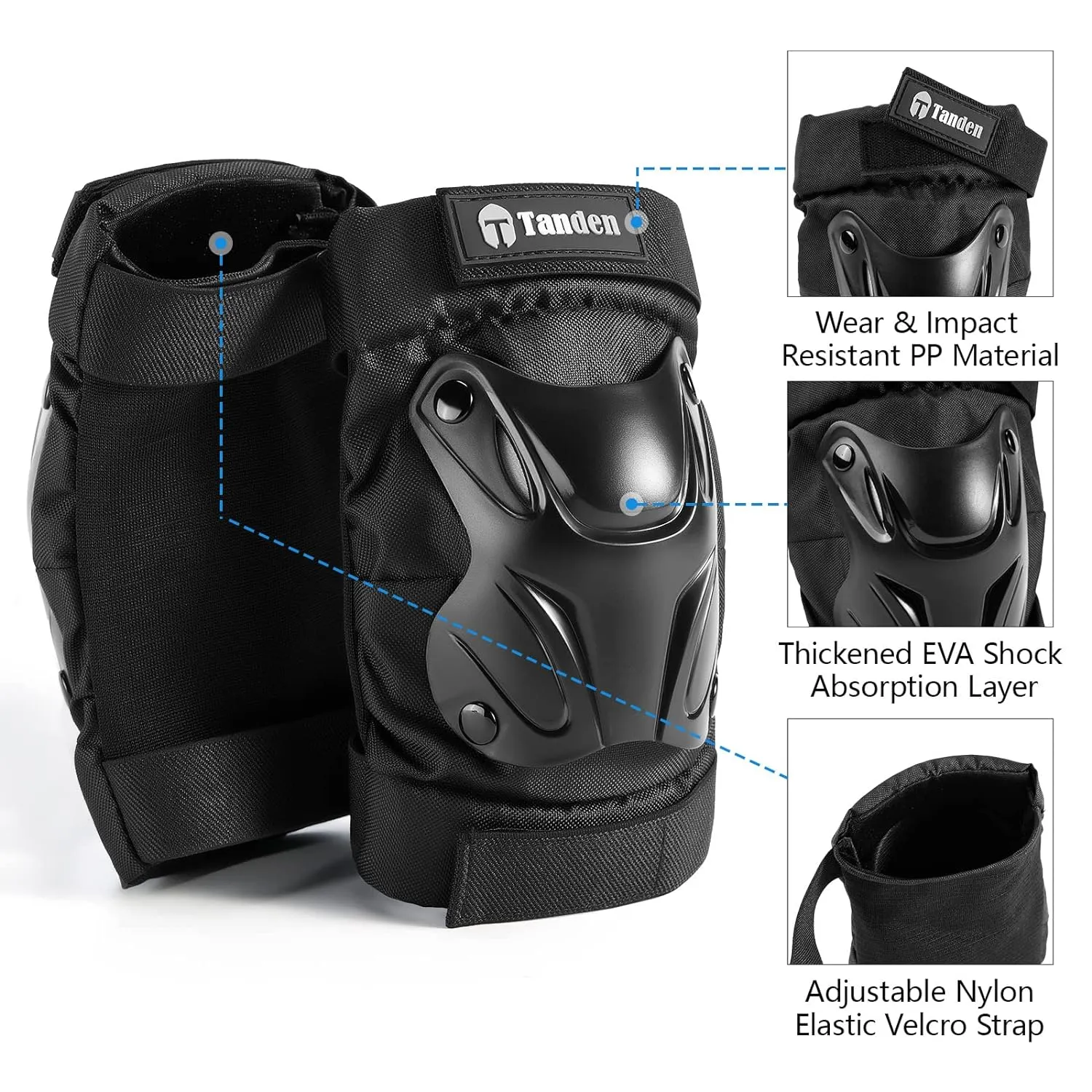 Skating Protective Gear Adult Knee and Elbow Pads Wrist Guards for Roller Skating Skateboarding, Skate Pads Adult Knee Pads for Men Women Black