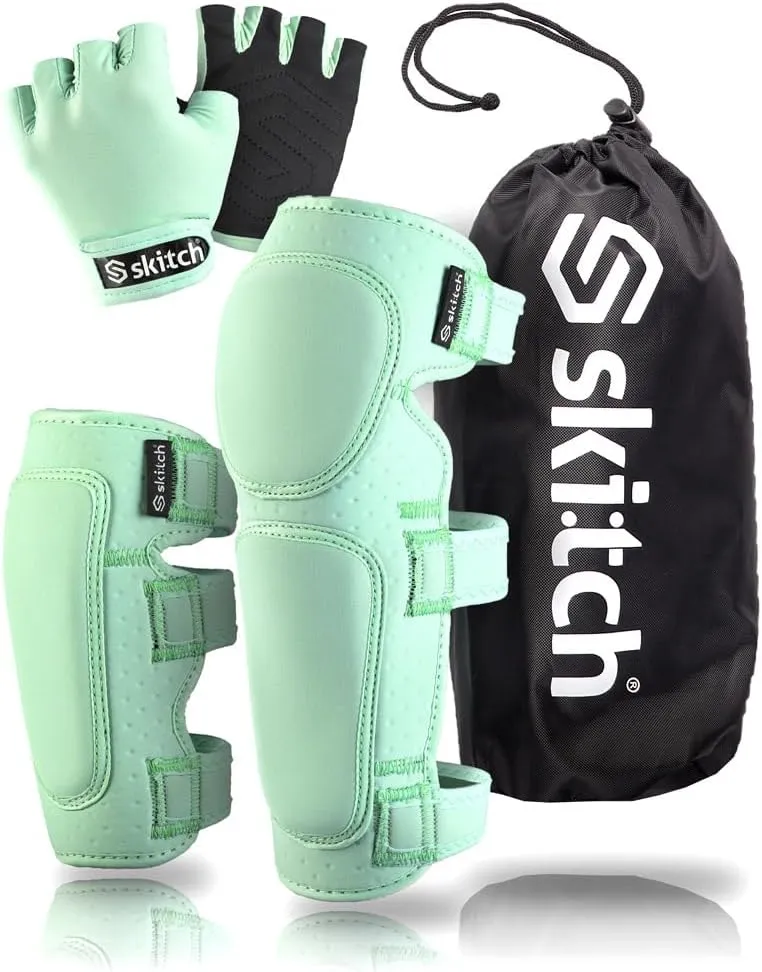 SKITCH Skateboard Protective Safety Gear Set for Kids and Teens | Premium Lycra Sport Knee Pads   Elbow Pads   Wrist Guards   Carry Bag | Scooter Roller Skate Inline Skating Rollerblading