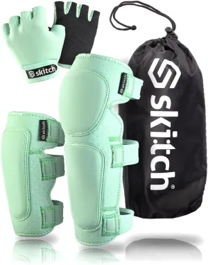 SKITCH Skateboard Protective Safety Gear Set for Kids and Teens | Premium Lycra Sport Knee Pads   Elbow Pads   Wrist Guards   Carry Bag | Scooter Roller Skate Inline Skating Rollerblading