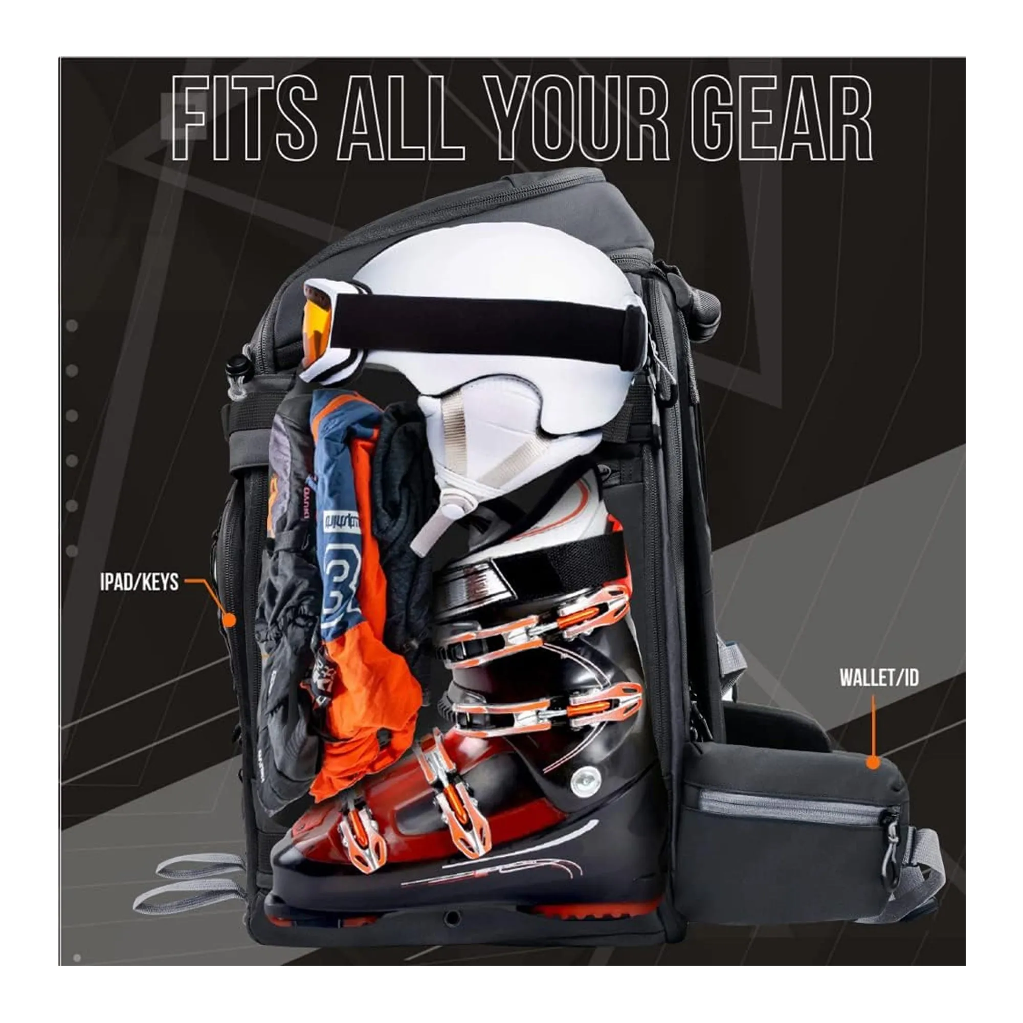 SKLON Ski Backpack Waterproof Travel Bag for Winter Sports Gear 55-65L - 865126