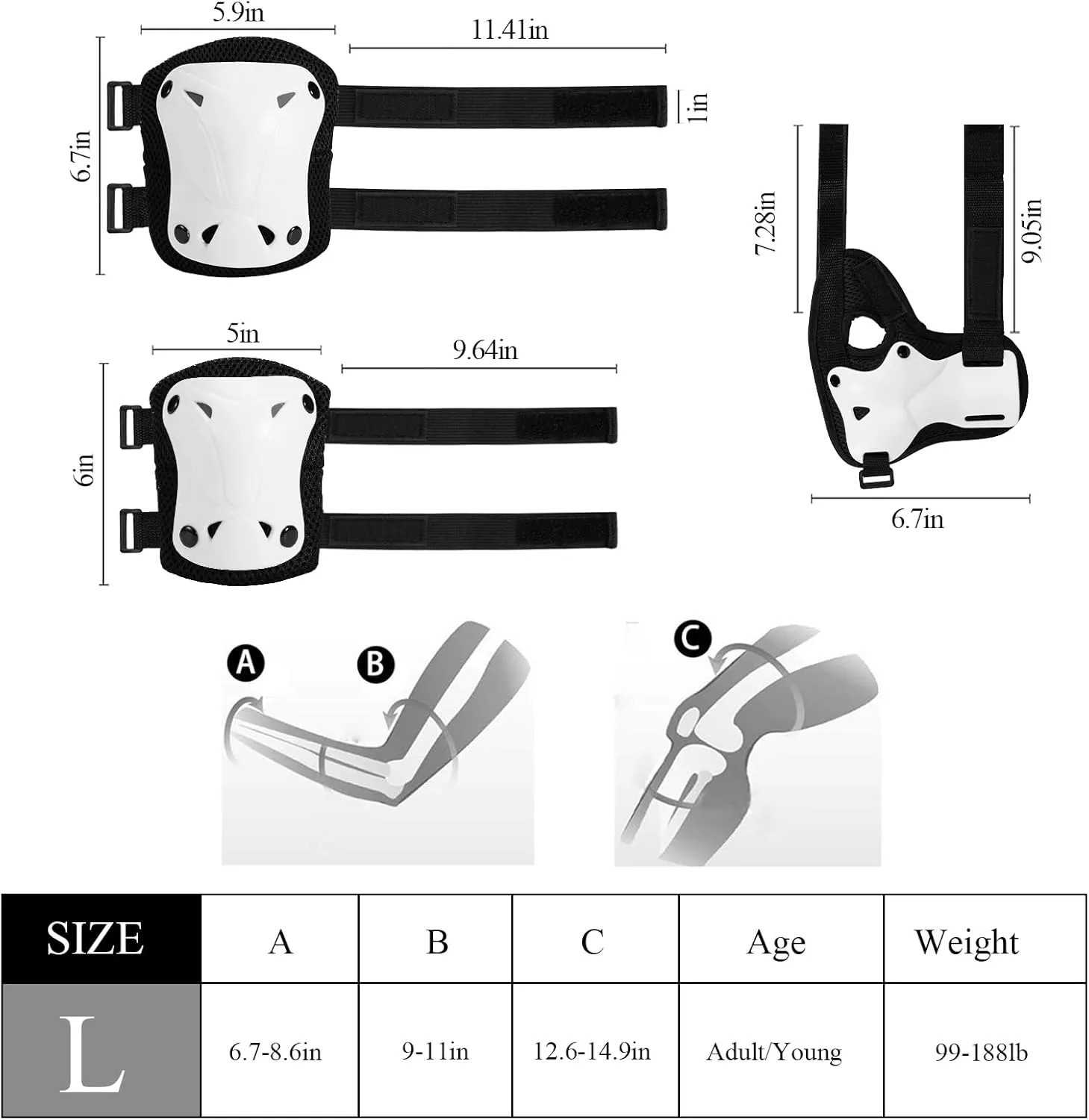 SKT HP Protective Gear for Adults, Knee Pads Elbow Pads Wrist Guards for Inline Skating Biking Skateboarding