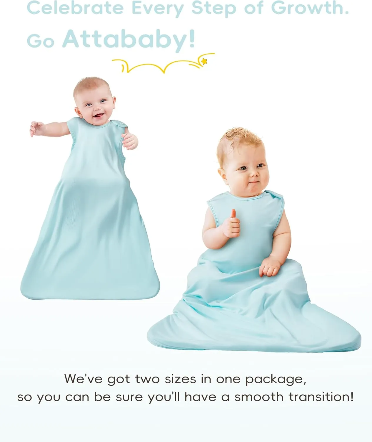 Sleep Sacks, 2-Pack Growing Set, Baby Wearable Blanket for Newborns, Infant Sleep Bag