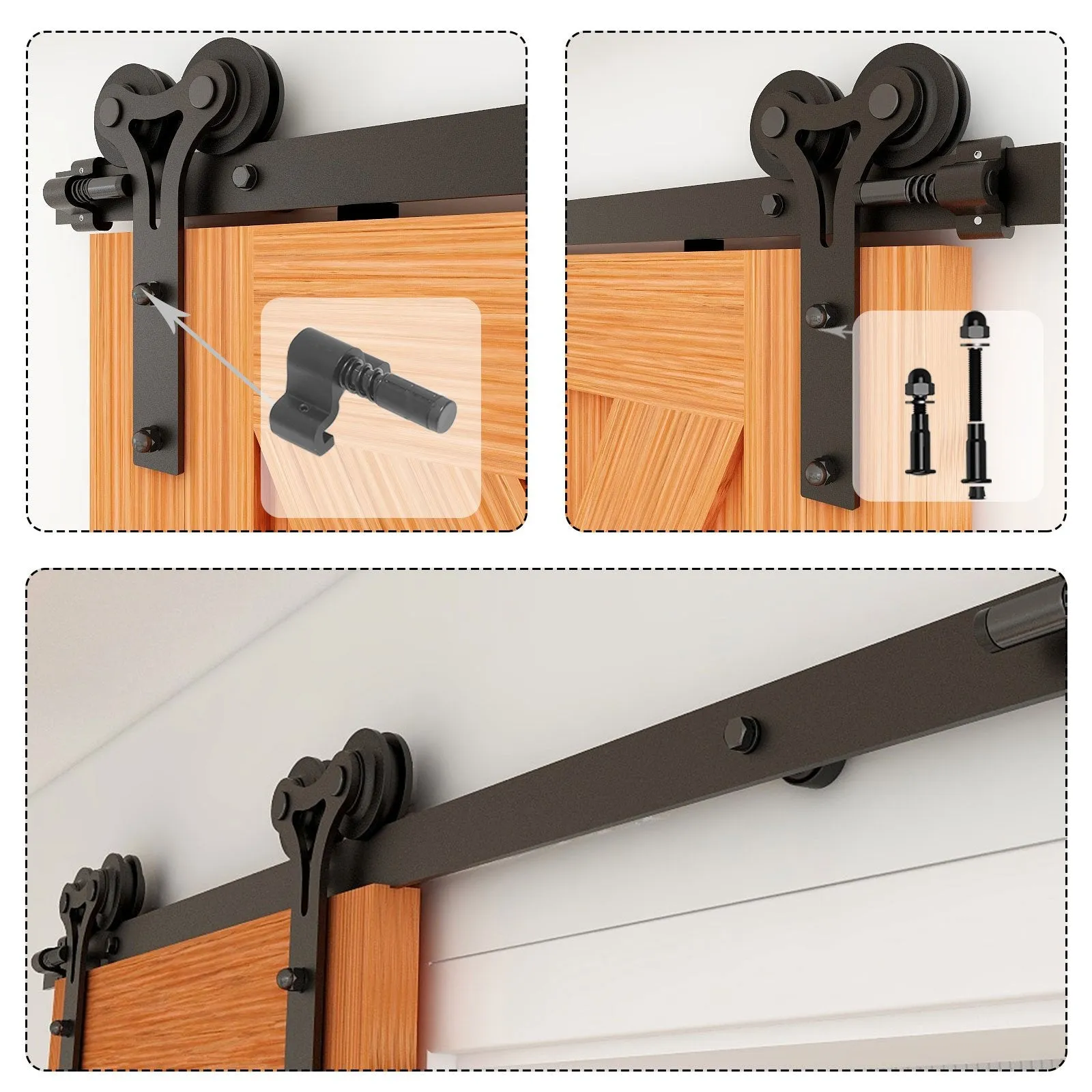 Sliding Barn Door Hardware Kit for Single/Double Door CCJH Horn shape