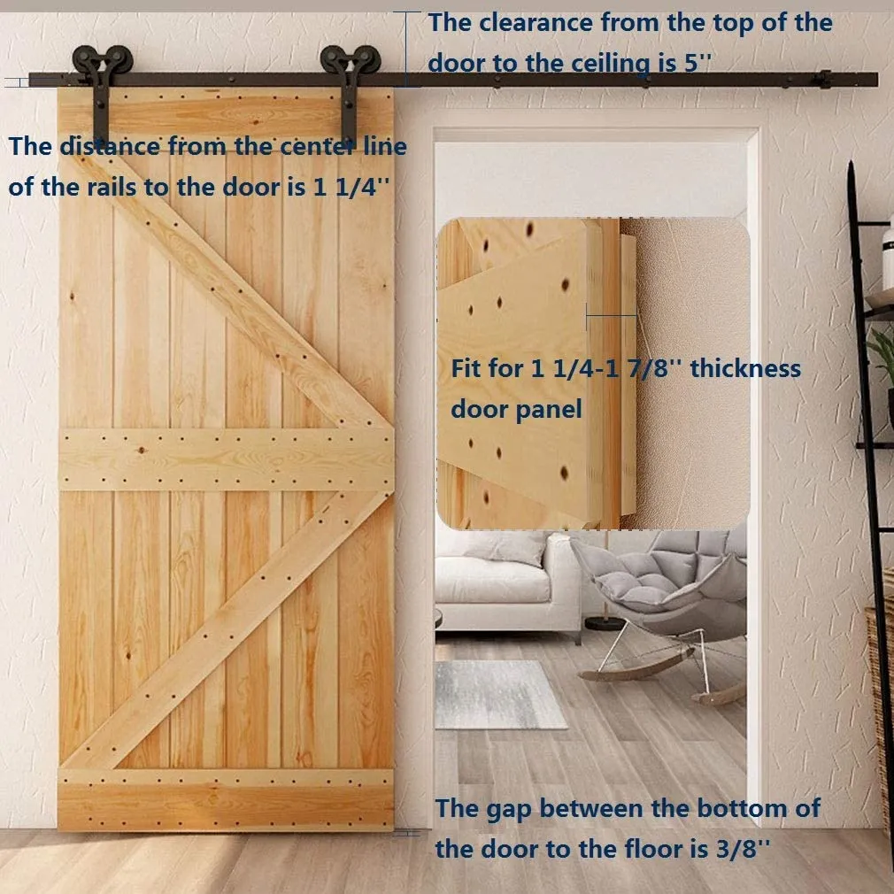 Sliding Barn Door Hardware Kit for Single/Double Door CCJH Horn shape
