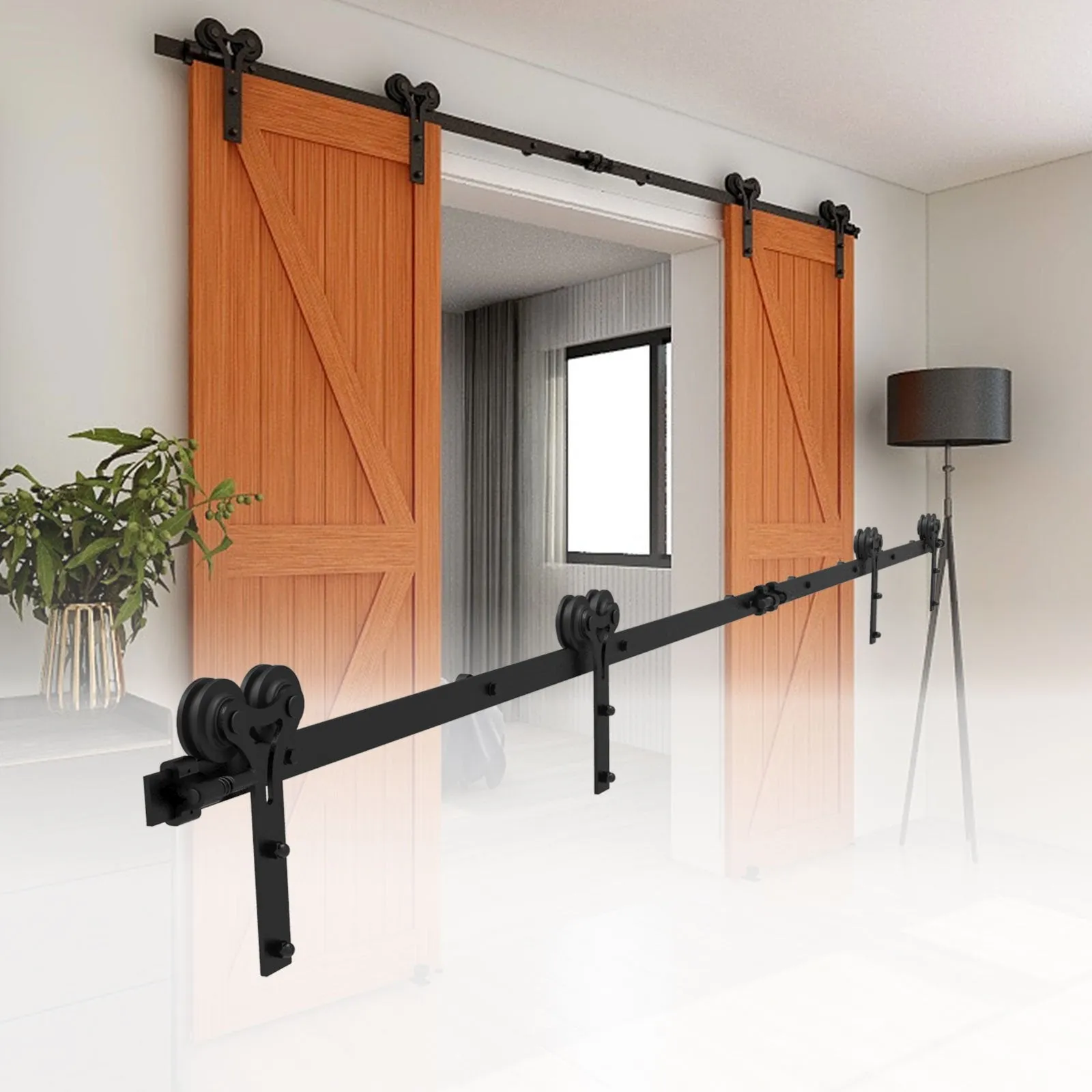 Sliding Barn Door Hardware Kit for Single/Double Door CCJH Horn shape