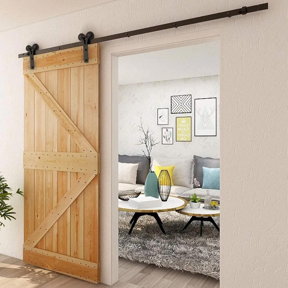 Sliding Barn Door Hardware Kit for Single/Double Door CCJH Horn shape