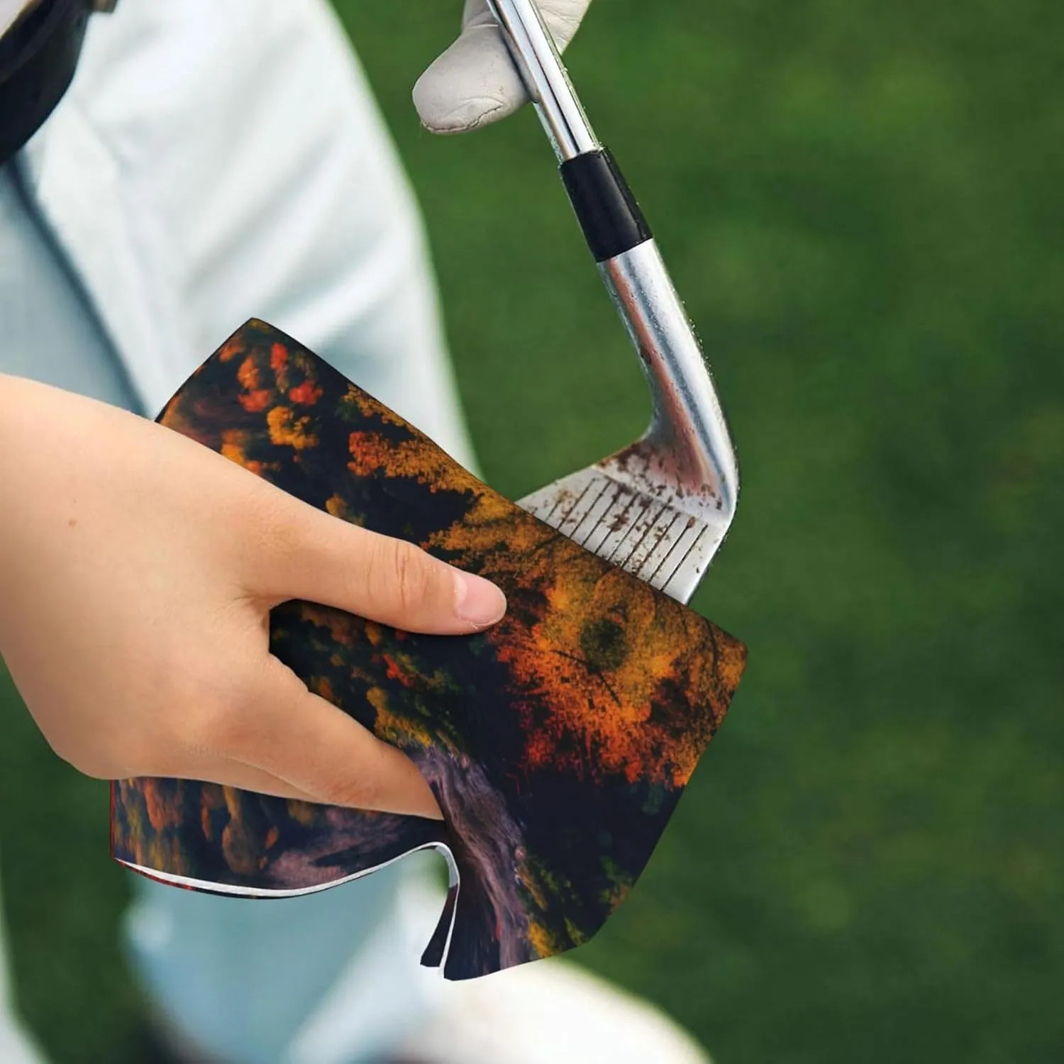 Smokey Mountain Cliff Print Golf Club Towel for Men & Women – Portable Sports Towel with Carabiner Clip, Perfect for Golf, Gym