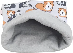 Snuggle Sack for Guinea Pigs Bed Pad Cuddle Sack Sleeping Bag (12"x12")(Guinea Pigs on Gray)