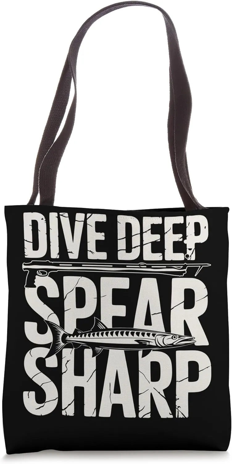 Spearfisher Dive Deep Spear Sharp Spearfishing Tote Bag