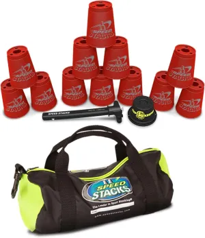 Speed Stacks Custom Combo Set: 12 REALLY RED Cups, Cup Keeper, Quick Release Stem, Gear Bag