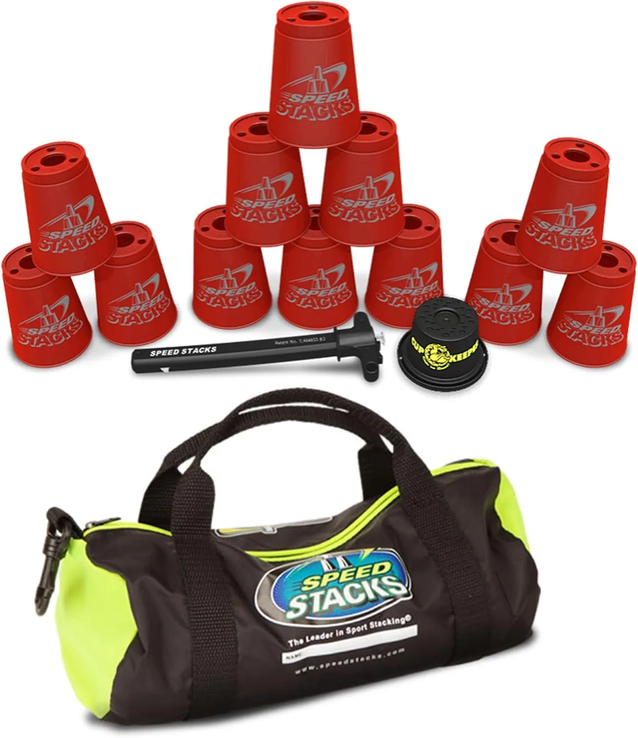 Speed Stacks Custom Combo Set: 12 REALLY RED Cups, Cup Keeper, Quick Release Stem, Gear Bag