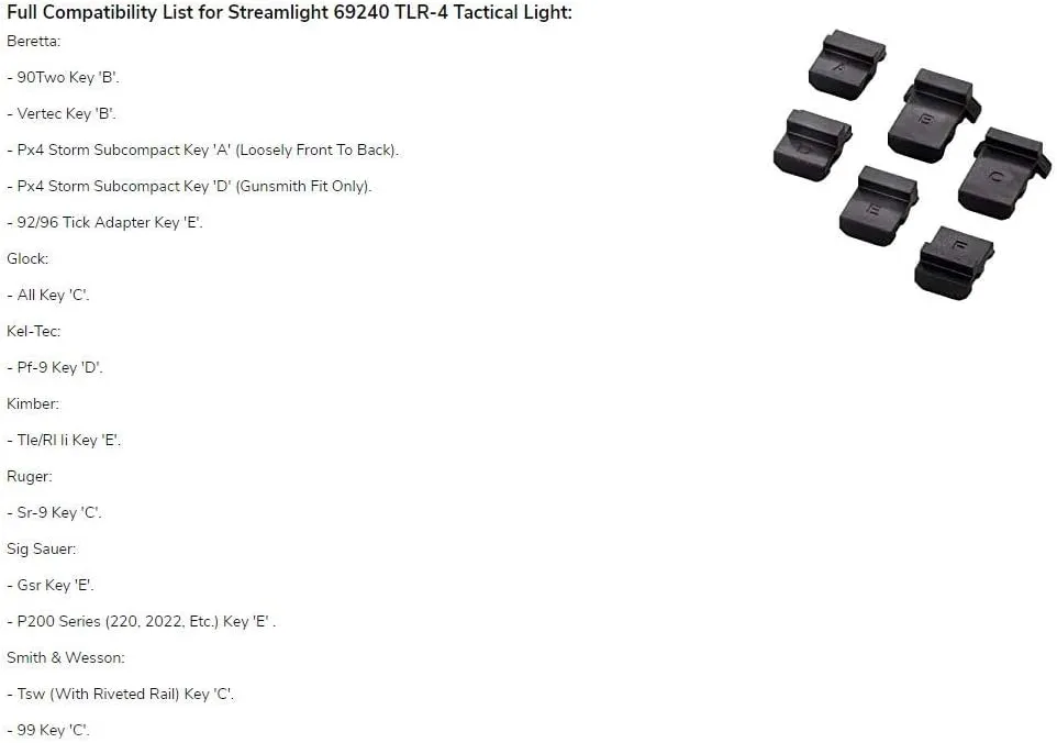 Streamlight 69240 TLR-4 170-Lumen Compact Rail-Mounted Tactical Weapon Light with Integrated Red Aiming Laser for Select Handguns, Black
