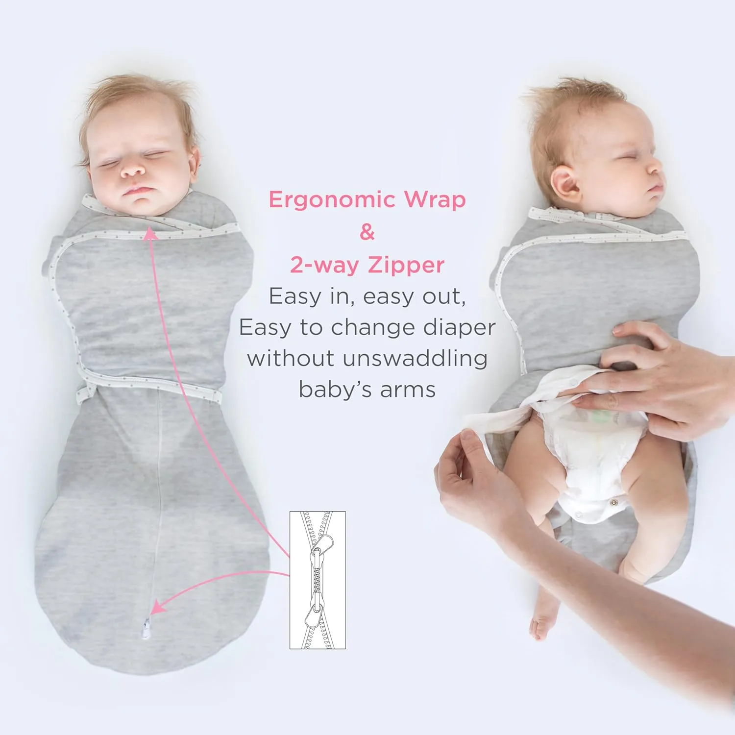 SwaddleDesigns 6-Way Omni Swaddle Sack Arms Up Swaddle for Newborn, More Options to Calm Startle Reflex, Improves Sleep, Easy Transition Baby Sleep Sack, Small, 0-3 Month, Heathered Oatmeal