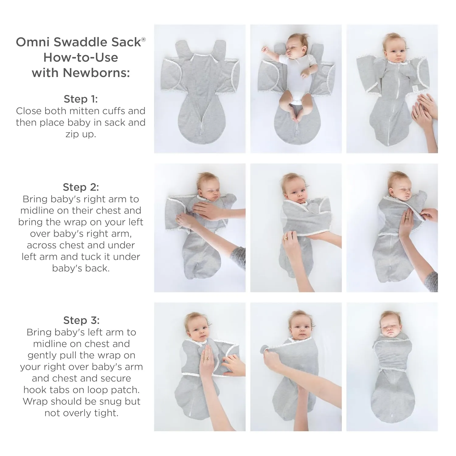 SwaddleDesigns 6-Way Omni Swaddle Sack Arms Up Swaddle for Newborn, More Options to Calm Startle Reflex, Improves Sleep, Easy Transition Baby Sleep Sack, Small, 0-3 Month, Heathered Oatmeal
