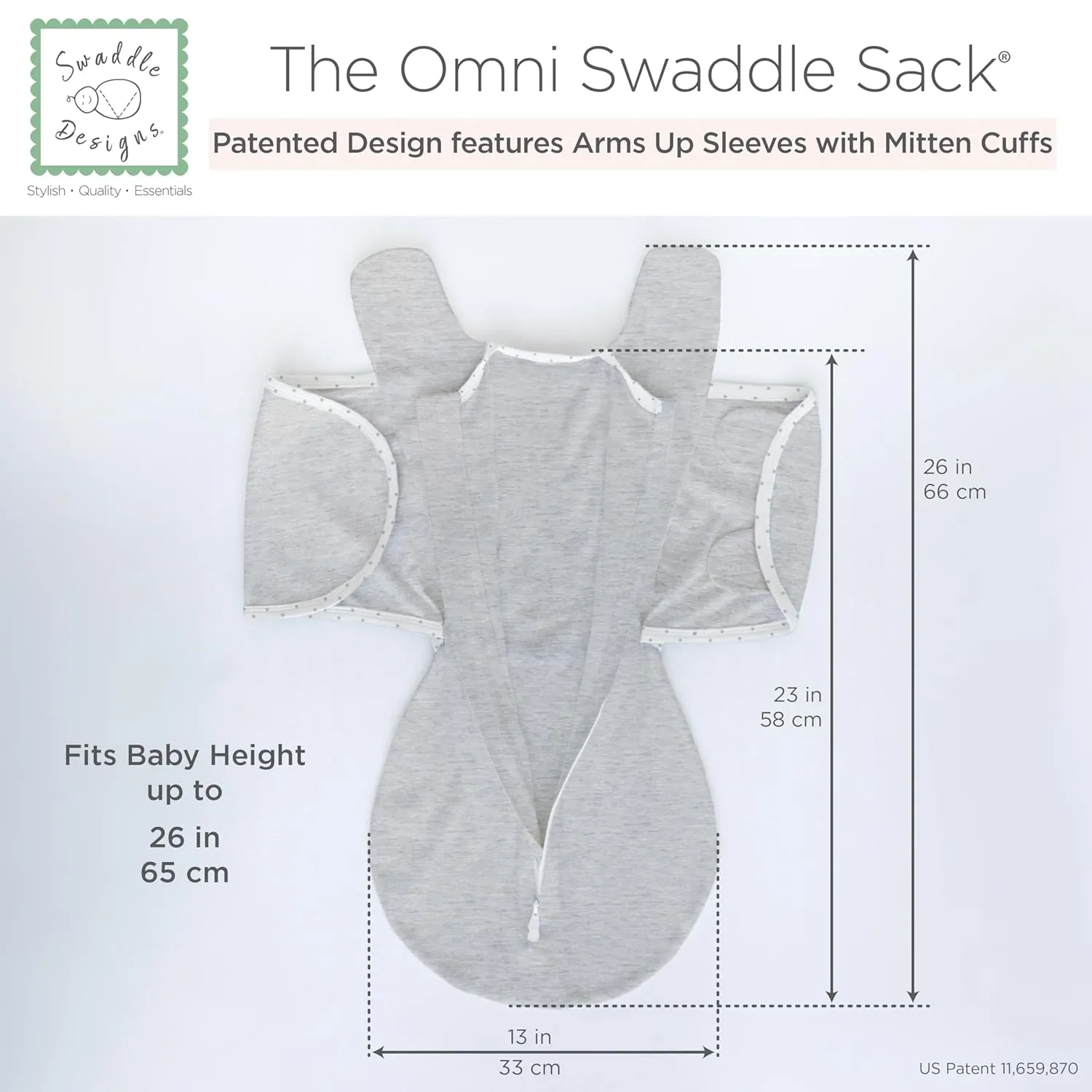 SwaddleDesigns 6-Way Omni Swaddle Sack Arms Up Swaddle for Newborn, More Options to Calm Startle Reflex, Improves Sleep, Easy Transition Baby Sleep Sack, Small, 0-3 Month, Heathered Oatmeal