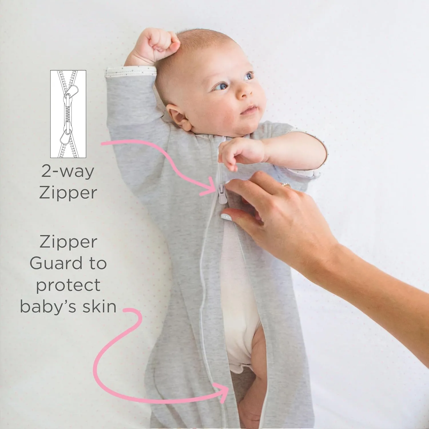 SwaddleDesigns Transitional Swaddle Sack, Arms Up Half-Length Sleeves & Mitten Cuffs, Swaddle for Newborn Transition to Baby Sleep Sack Wearable Blanket, 0-3 Month, 6-14 lb, Heathered Peach Blush