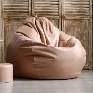 SXBCyan Big Luxury Sofa Pouf Cover Faux Leather Waterproof Lazy Bean Bag Chair No Filler Outdoor Beanbag Couch Puff (Color : Pink, Size : 100CM)