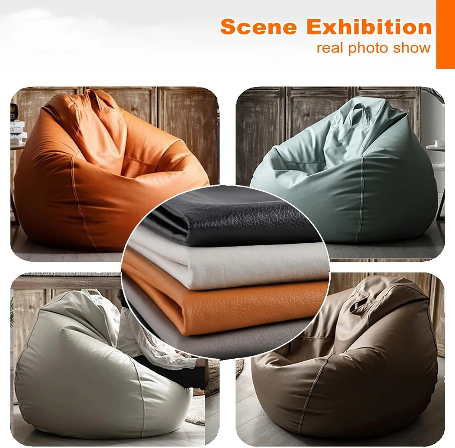 SXBCyan Big Luxury Sofa Pouf Cover Faux Leather Waterproof Lazy Bean Bag Chair No Filler Outdoor Beanbag Couch Puff (Color : Pink, Size : 100CM)
