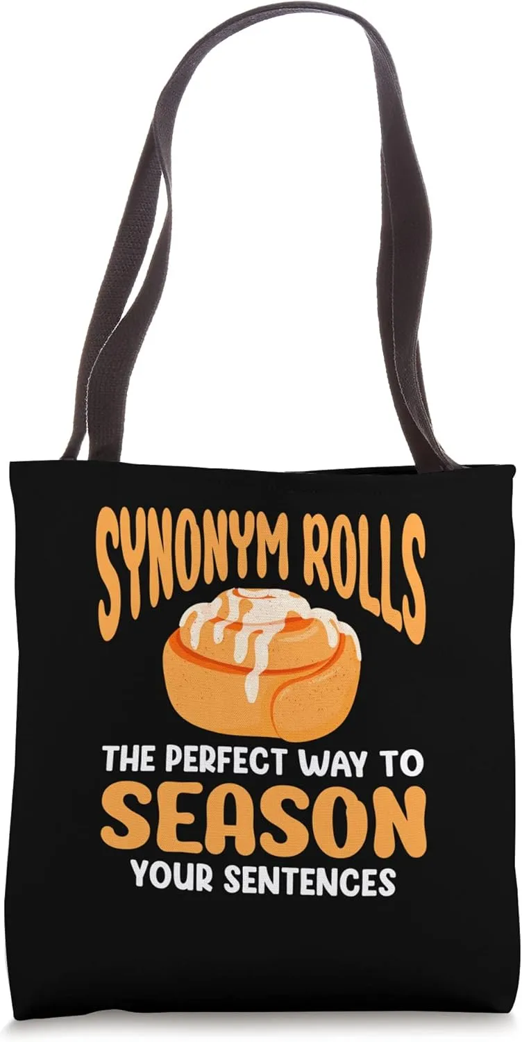 Synonym Rolls Grammar Cinnamon Roll Bread English Teacher Tote Bag
