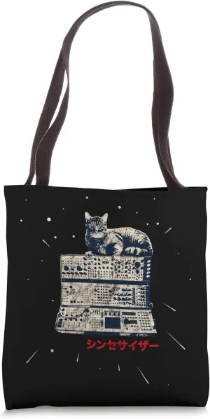 Synth & Cat Analog Studio Gear Techno Producer ADSR Nerd Tote Bag