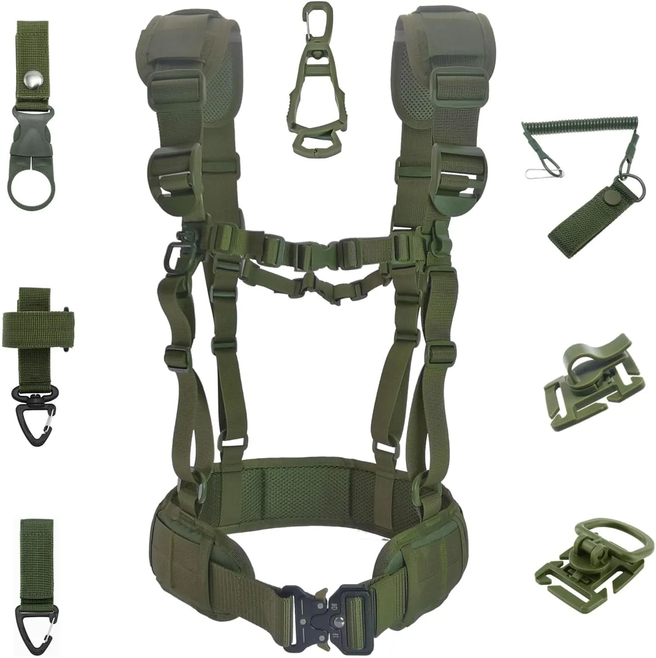 Tactical Belt combination with Rigger's Heavy Duty Belt Pad & Shoulder Strap Expedition full Kit 8 in 1
