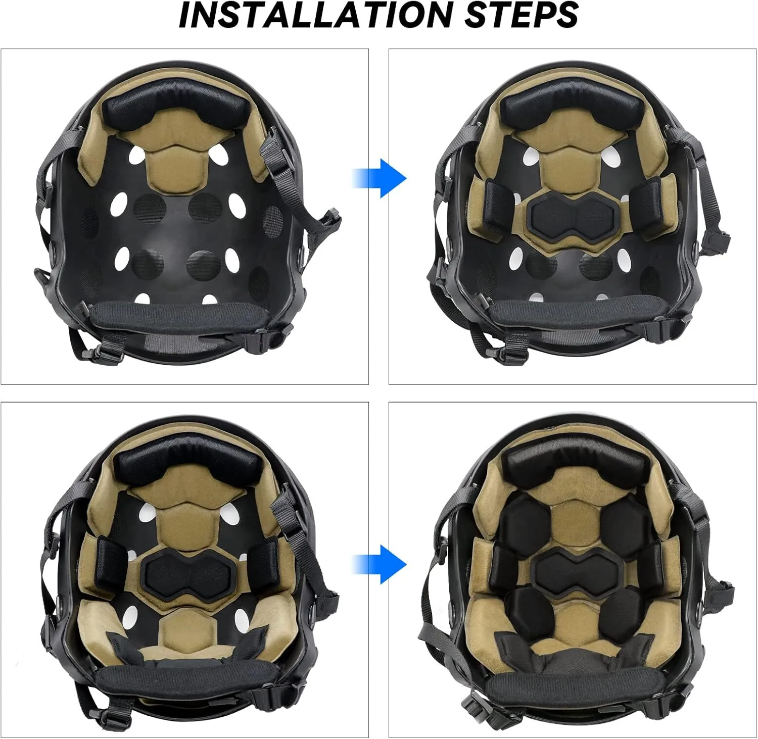 Tactical Helmet Pads - Universal Replacement Internal Memory Foam Pad Inserts for ACH, MICH, EXF Helmets