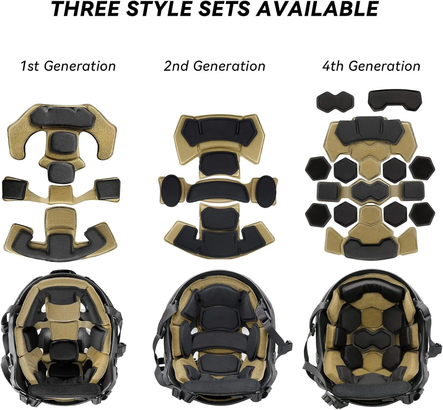 Tactical Helmet Pads - Universal Replacement Internal Memory Foam Pad Inserts for ACH, MICH, EXF Helmets