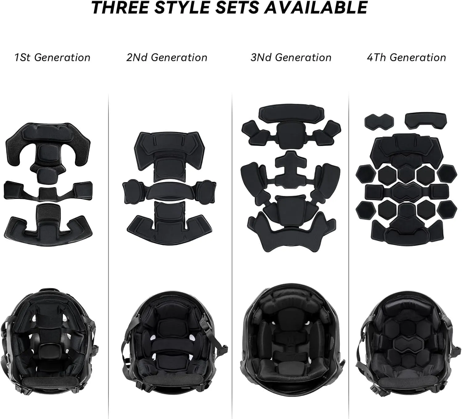 Tactical Helmet Pads - Universal Replacement Internal Memory Foam Pad Inserts for ACH, MICH, EXF Helmets