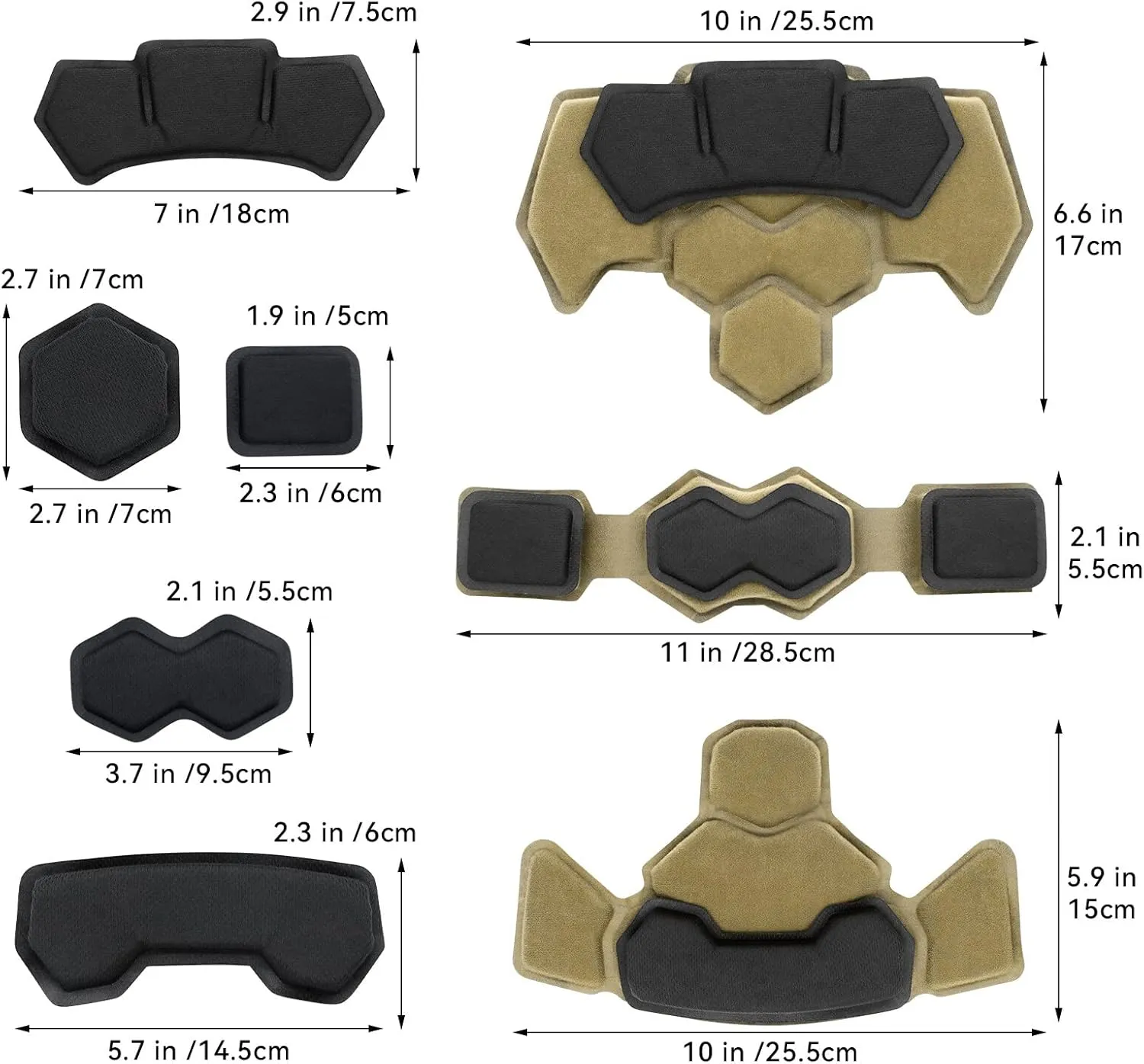 Tactical Helmet Pads - Universal Replacement Internal Memory Foam Pad Inserts for ACH, MICH, EXF Helmets