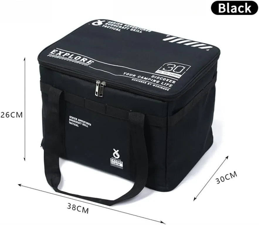 Tactical Large Camping Storage Bag,14.96in×11.81in×10.24in 30L Collapsible Cooking Trunk Organizer, 900D Oxford Fabric, Heavy Duty Duffle Bag Overlanding Gear (Black)