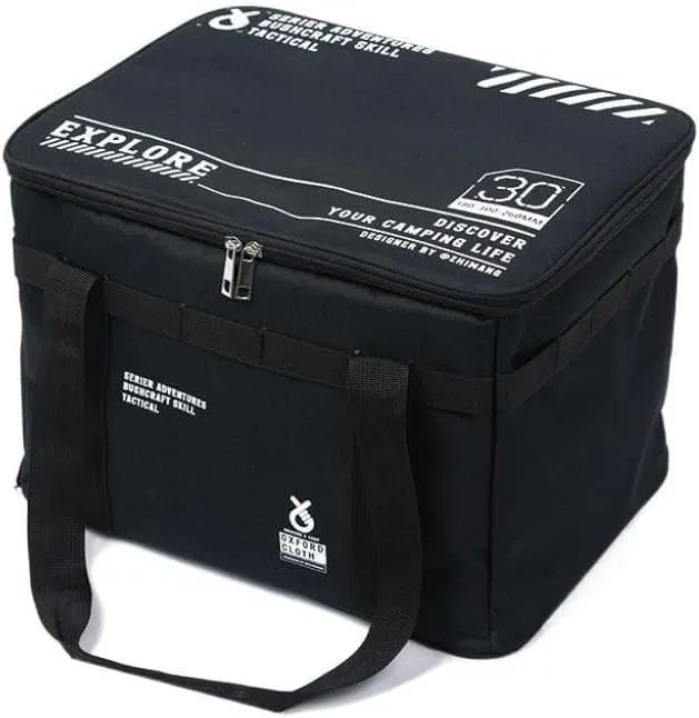 Tactical Large Camping Storage Bag,14.96in×11.81in×10.24in 30L Collapsible Cooking Trunk Organizer, 900D Oxford Fabric, Heavy Duty Duffle Bag Overlanding Gear (Black)