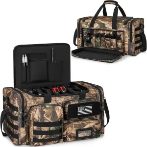 Tactical Pistol Range Bag, Gun Range Bag for Handguns, Shooting Duffle Range Pistol Bag with Compartments, Extra Pockets for Ammo and Essentials, Black