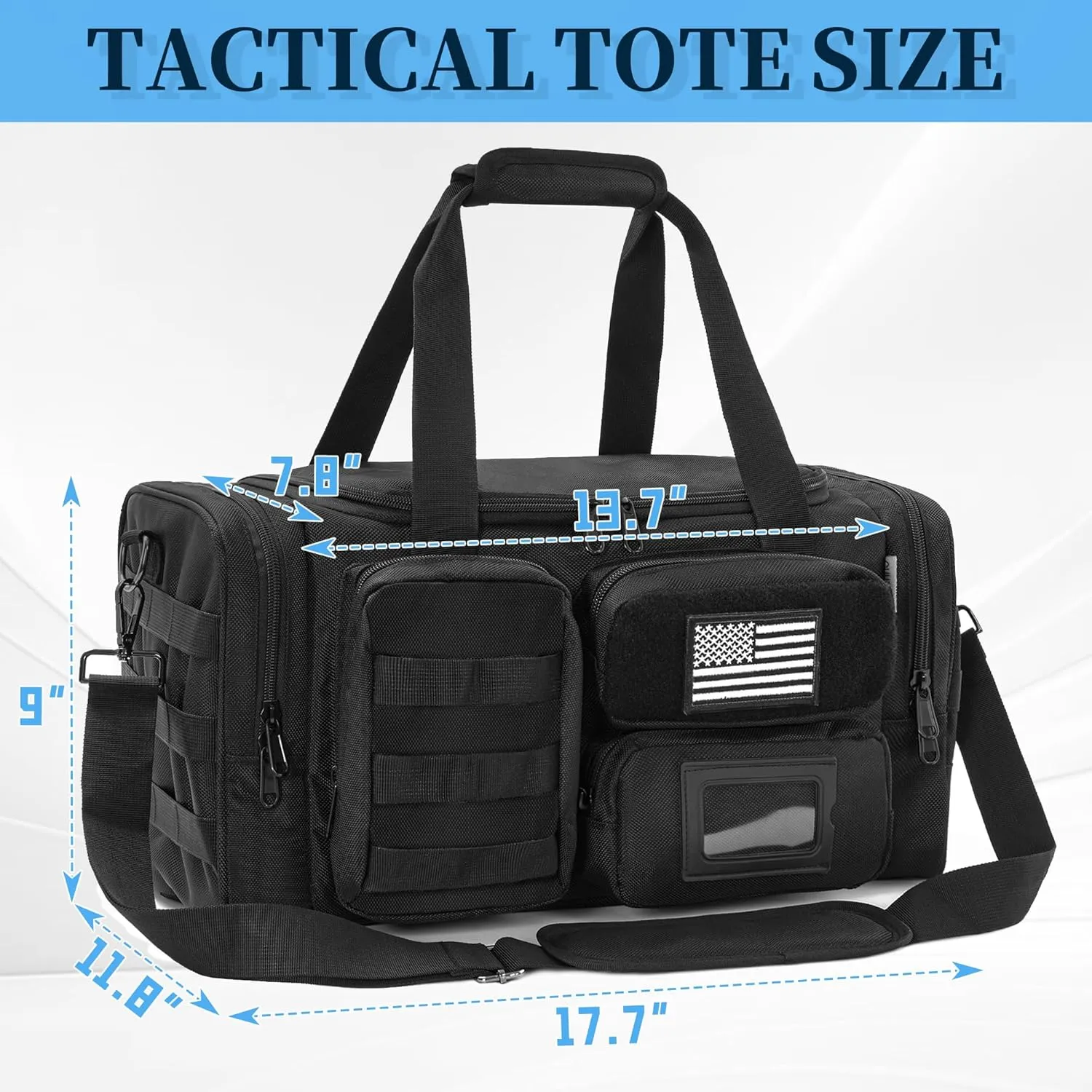 Tactical Pistol Range Bag, Gun Range Bag for Handguns, Shooting Duffle Range Pistol Bag with Compartments, Extra Pockets for Ammo and Essentials, Black