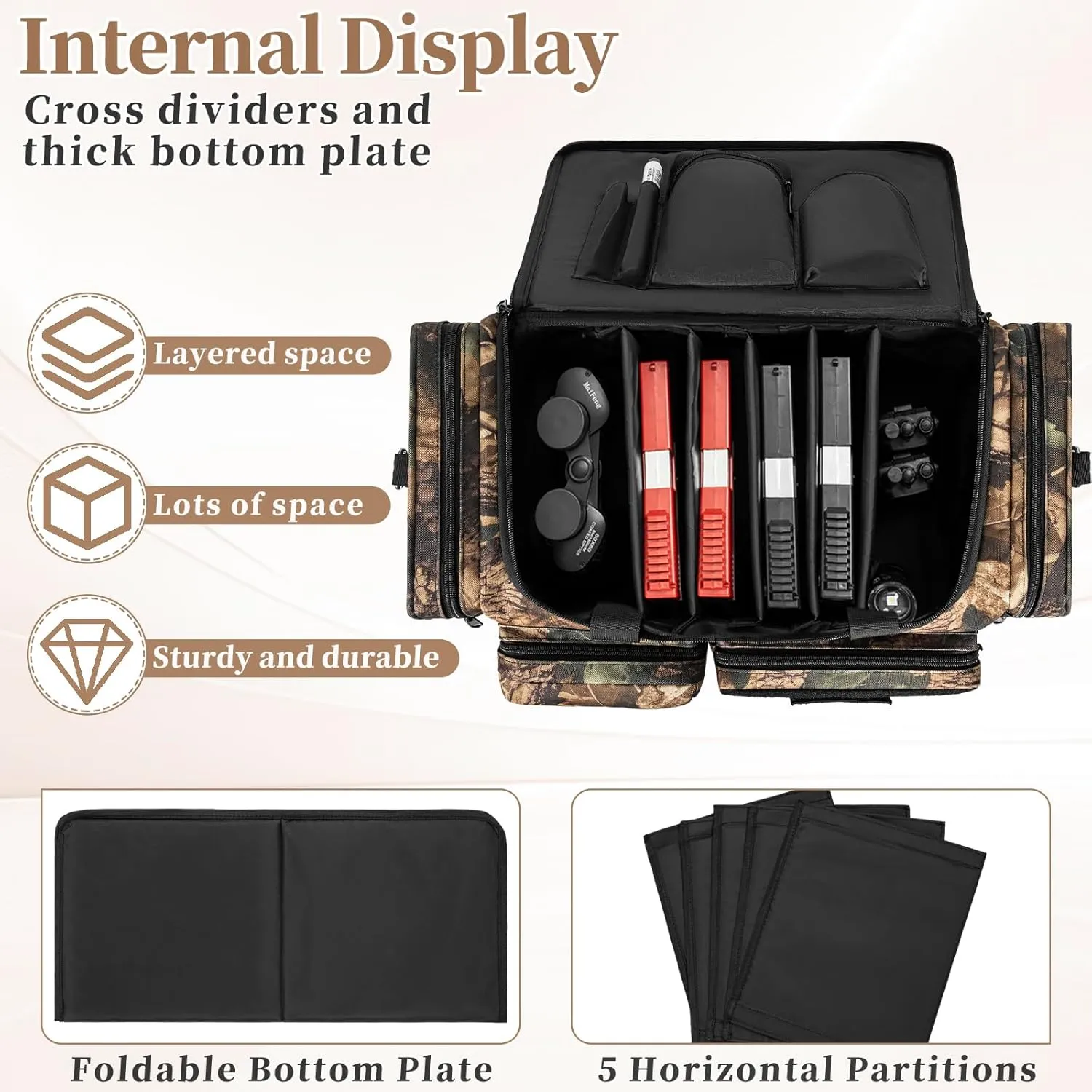 Tactical Pistol Range Bag, Gun Range Bag for Handguns, Shooting Duffle Range Pistol Bag with Compartments, Extra Pockets for Ammo and Essentials, Black