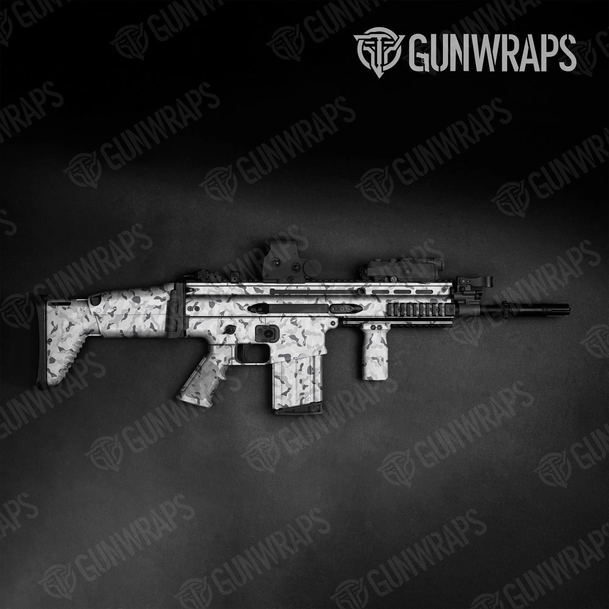 Tactical Ragged Snow Camo Gun Skin Vinyl Wrap