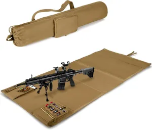 Tactical Shooting Mat with Carrying Bag, Extra Large Roll Up Shooting Mats Prone Padded Shooting Blanket with 2 Accessory Pockets for Range Shooting Hunting, Khaki