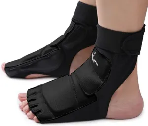 Taekwondo Training Boxing Foot Gear Martial Arts Protector Sparring Gear Muay Thai Kung Fu Tae Kwon Do Feet Protector TKD Foot Gear Support for Men Women Kids Black