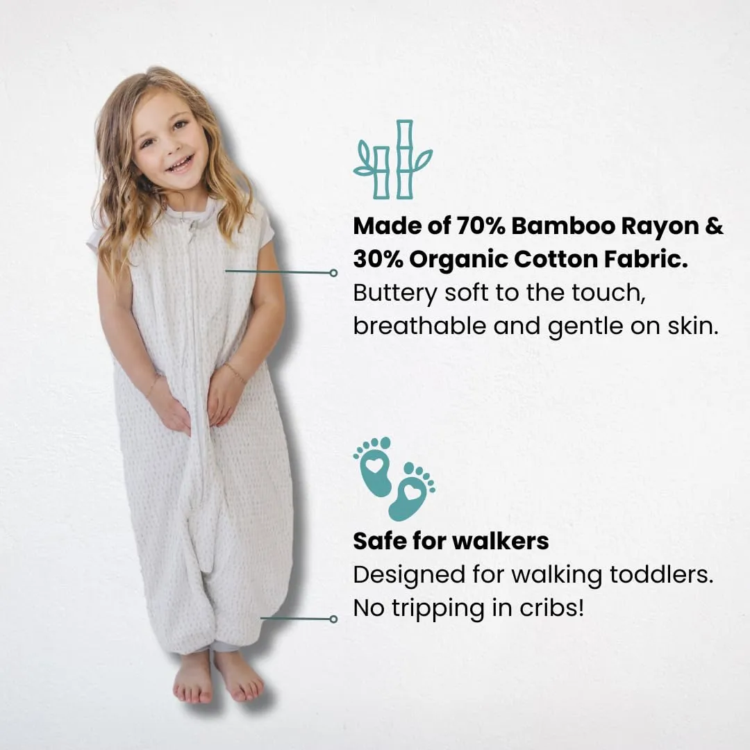 Tealbee DREAMSUIT: Toddler Sleep Sack with Feet 12-18 Months, 18-24 Months - 0.8 TOG Lightweight Summer Baby Wearable Blanket for Walkers - Rayon Made from Bamboo, Organic Cotton Sleeping Bag - Dash