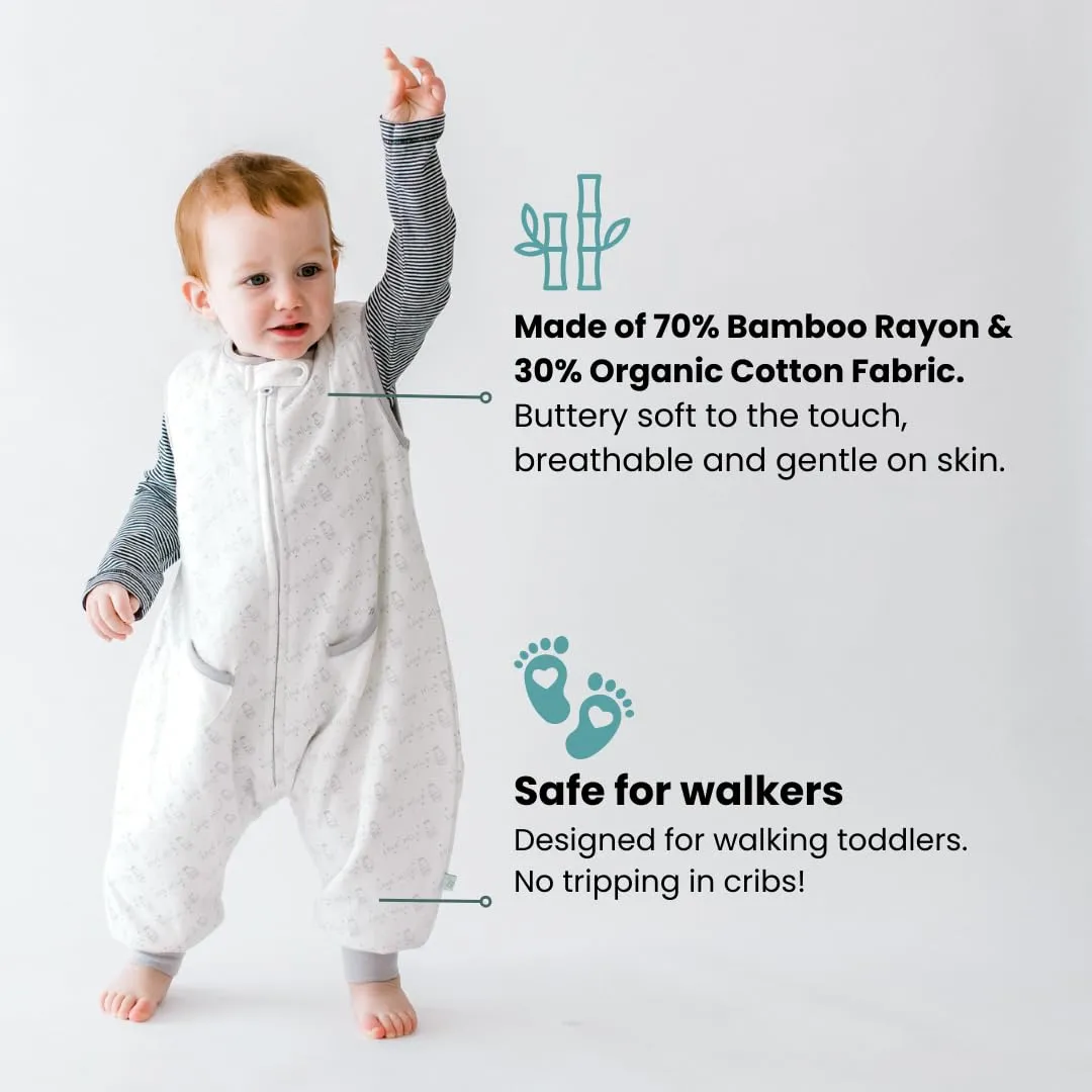 Tealbee Dreamsuit: Toddler Sleep Sack with Feet 12-18 Months, 18-24 Months - 1.2 TOG All Season Baby Wearable Blanket for Walkers - Rayon Made from Bamboo, Organic Cotton Sleep Bag - Love Milk