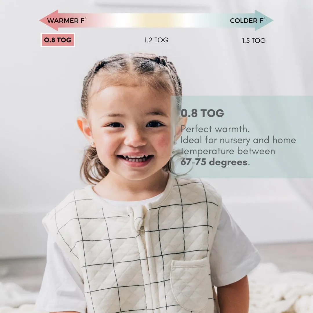 Tealbee Dreamsuit: Toddler Sleep Sack with Feet 2T 3T - 0.8 TOG Lightweight Baby Wearable Blanket for Walkers - Rayon Made from Bamboo, Organic Cotton Sleep Bag - Checkered