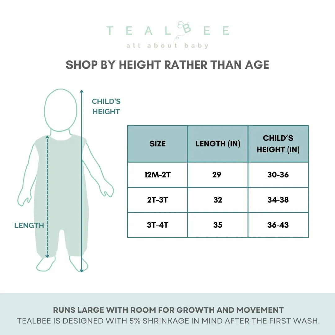 Tealbee Dreamsuit: Toddler Sleep Sack with Feet 2T 3T - 0.8 TOG Lightweight Baby Wearable Blanket for Walkers - Rayon Made from Bamboo, Organic Cotton Sleep Bag - Checkered