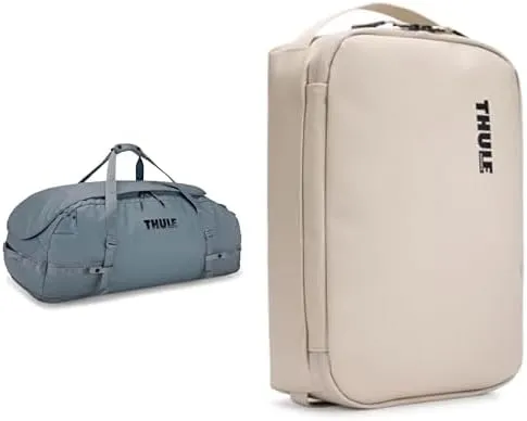 Thule Chasm 90L Duffel Bag in Pond Gray with 11L Gear Cube M Bundle