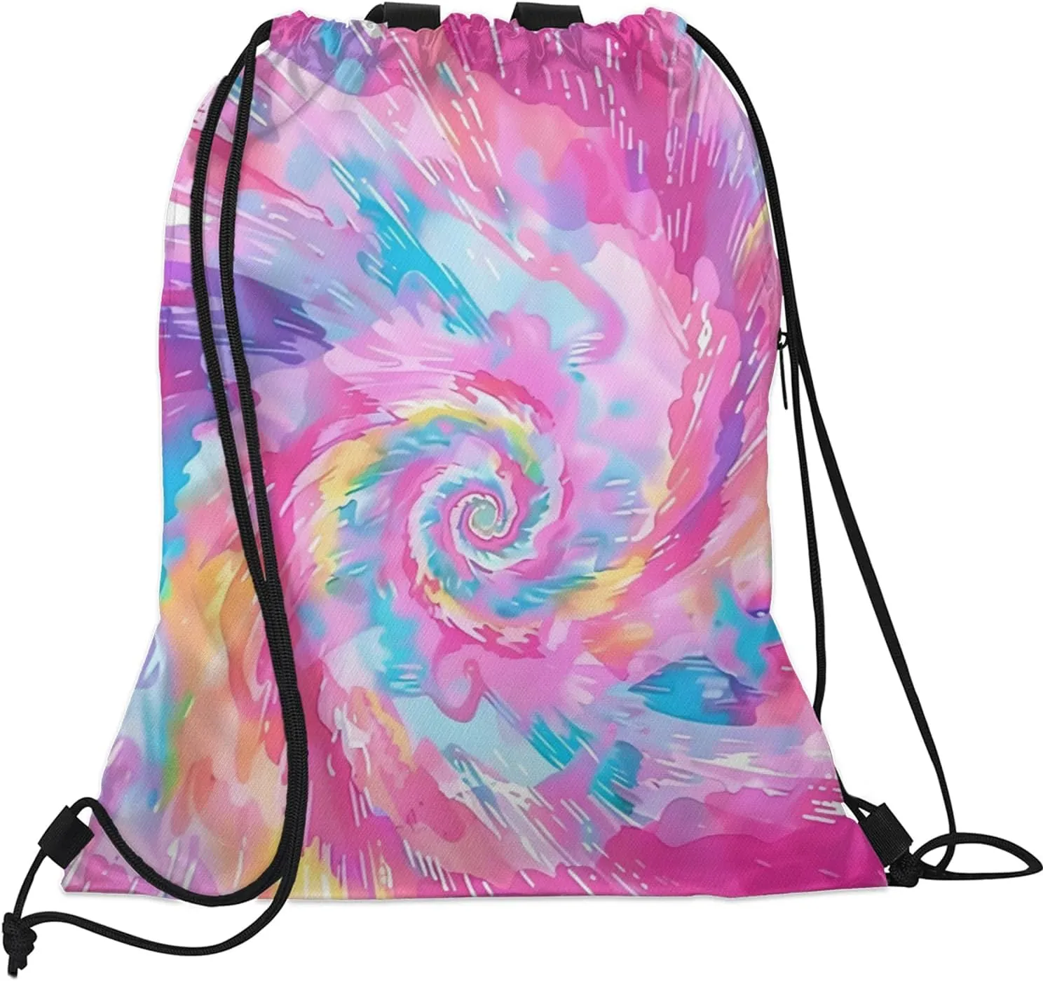Tie Dye Drawstring Backpack String Bag, Waterproof Sports Gym Swim Sackpack with Mesh Pocket for Men Women