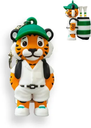 Tiger Caddy Golf Tee Holder, Includes 8 Golf Tees, Fun Golf Accessories for Men and Women, Stylish Golf Bag Accessory and Golf Gift