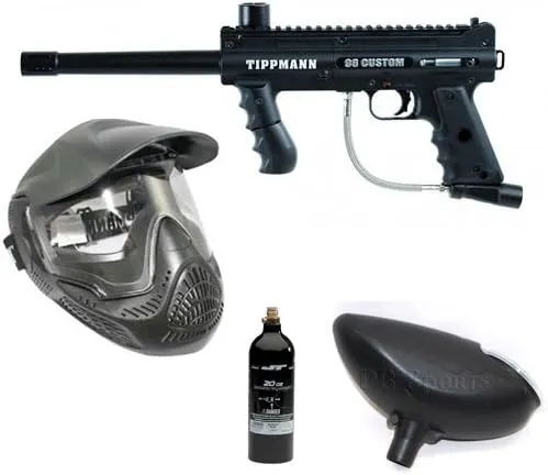 Tippmann 98 Custom Paintball Gun Power Bundle Package Hopper Tank Mask Included